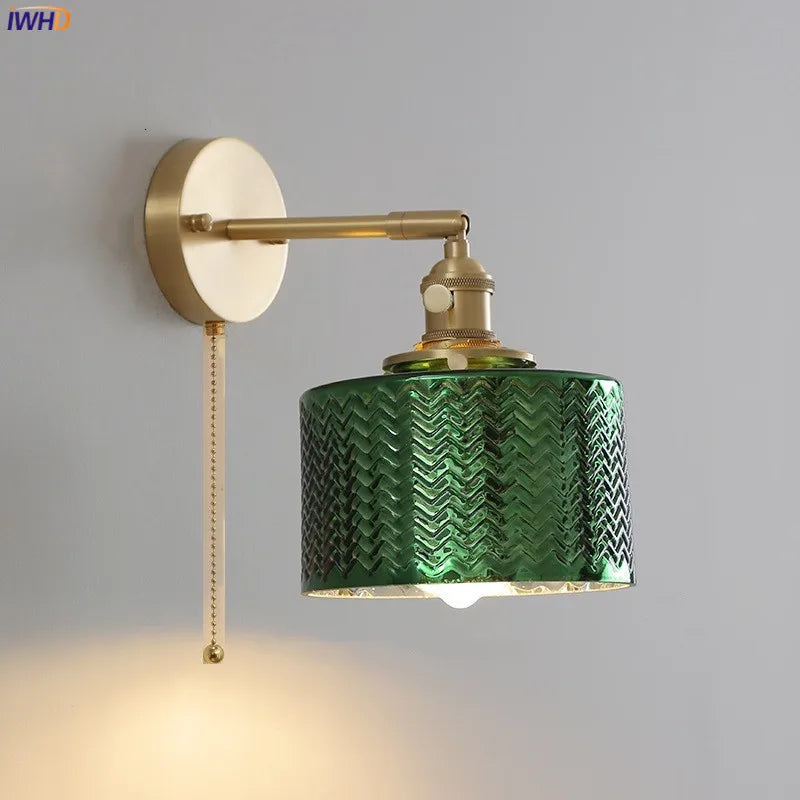 DecorBites™ Green Glass Nordic Wall Sconce LED Light for Bedroom Bathroom Mirror