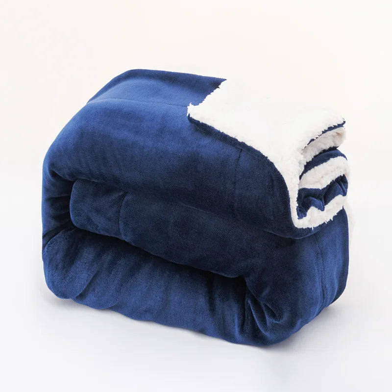 DecorBites™ Cozy Double-Layer Lamb Fleece Blanket - All Season Warmth Bedspread
