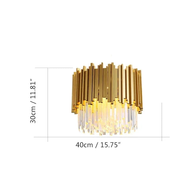 DecorBites™ ثريا كريستال ذهبية بتقنية LED للسقف لغرفة المعيشة والردهة