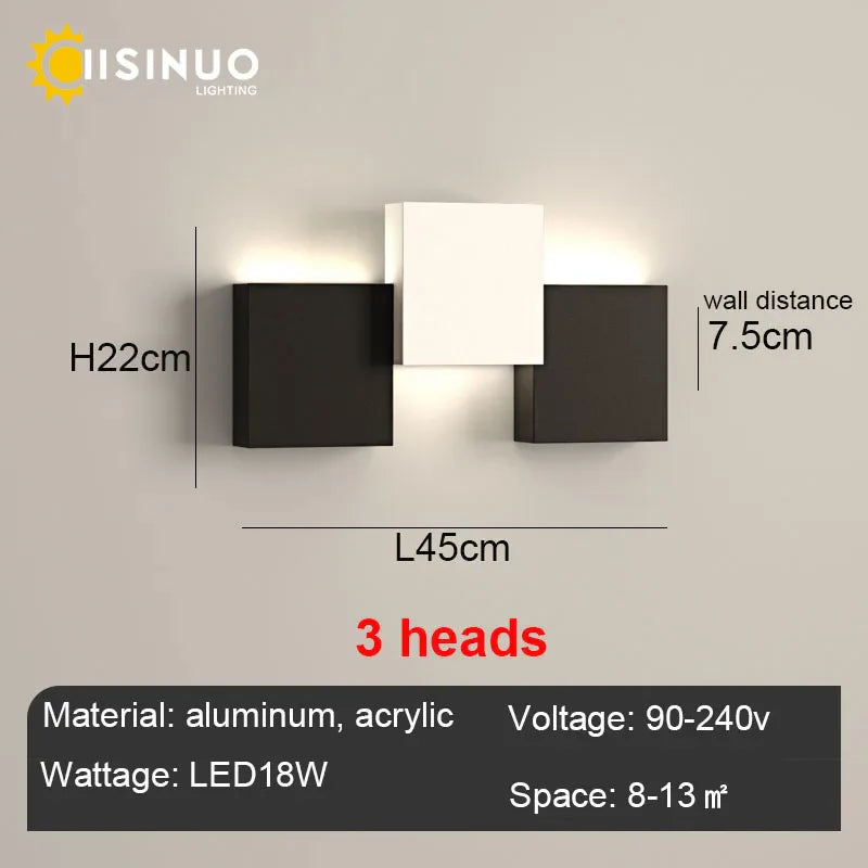 DecorBites™ Geometric LED Wall Sconce Black White Light for Living Room Bedroom Hallway