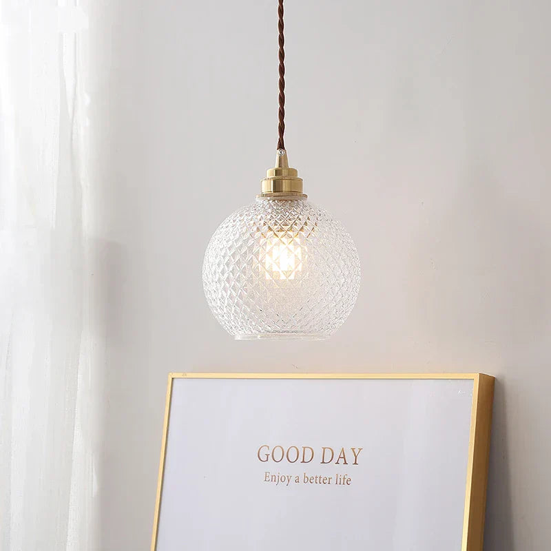 DecorBites™ Glass Ball LED Pendant Light: Nordic Modern Copper Socket Hanging Lamp for Home Indoor Lighting.