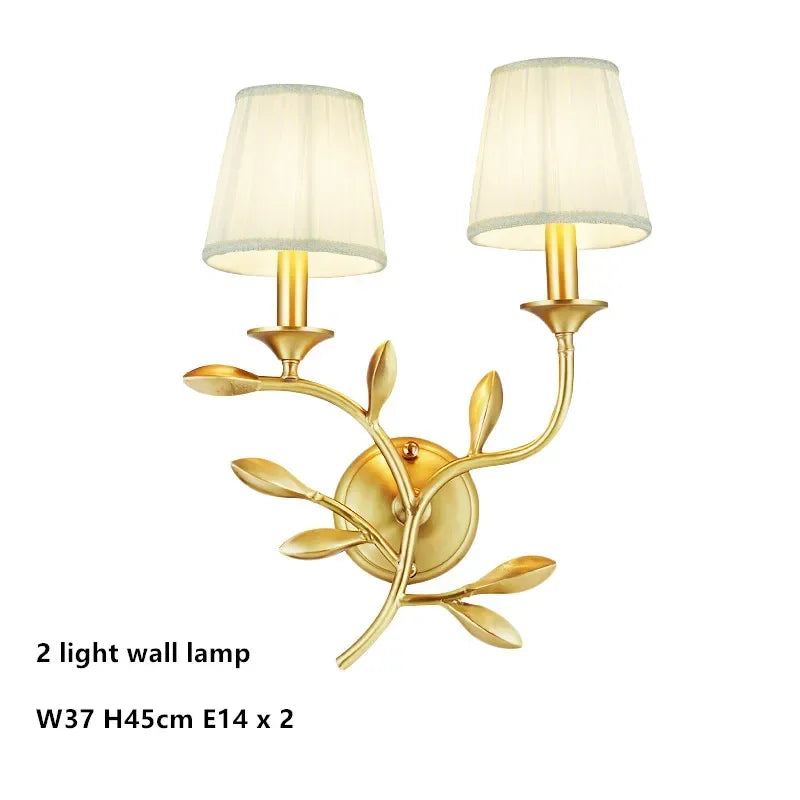 DecorBites™ ثريا نحاسية ذهبية مع أغطية قماشية وإضاءة LED