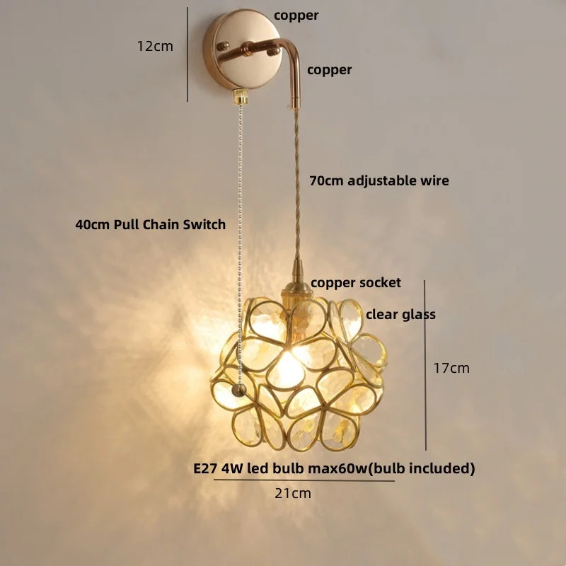 مصابيح جدارية LED من DecorBites™ بزجاج شفاف ومصباح سرير قابل للتعديل على الطراز الاسكندنافي الحديث