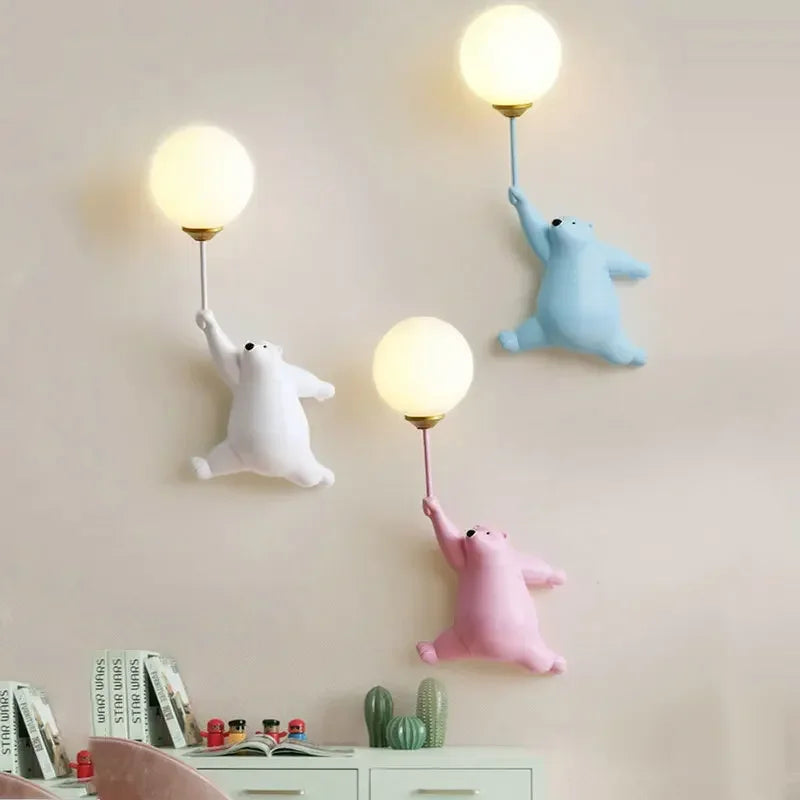 DecorBites™ مصباح جداري بتصميم دب وقمر لديكور غرفة نوم البنات