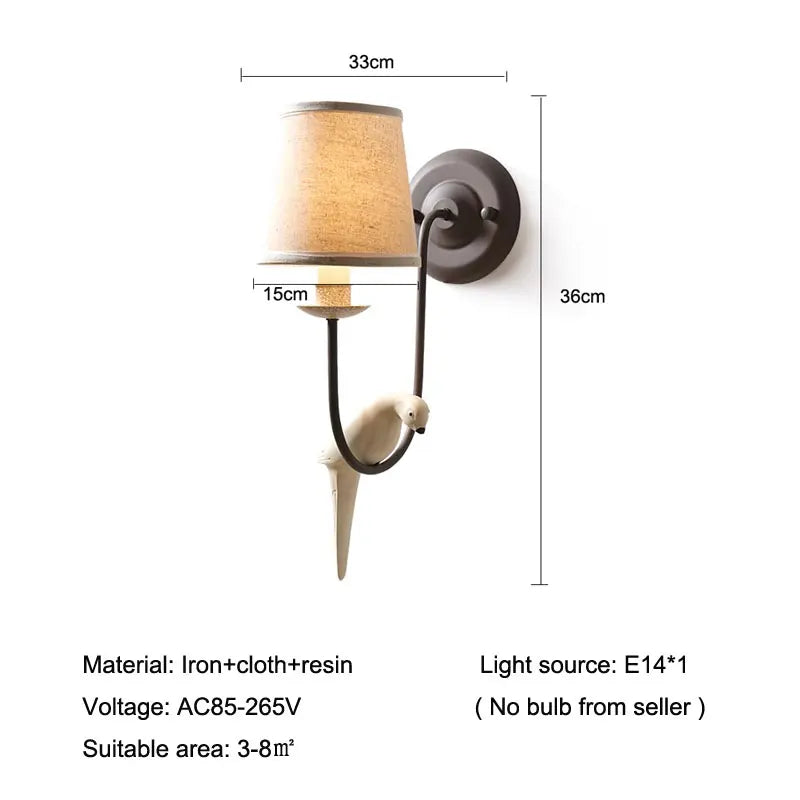 DecorBites™ Bird Decor Antique Wall Lamp for Bedroom Living Room Kitchen