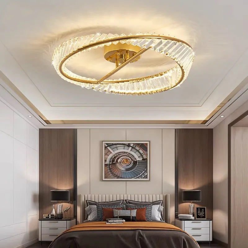 DecorBites™ Crystal LED Chandelier Lamps: Modern Luxury Ceiling Lights for Bedroom & Living Room
