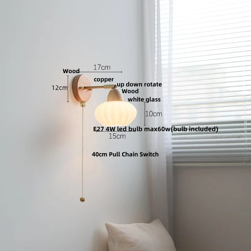 DecorBites™ Iron Wood LED Wall Light Fixture Rotate Bedside Lamp Aplique Pared