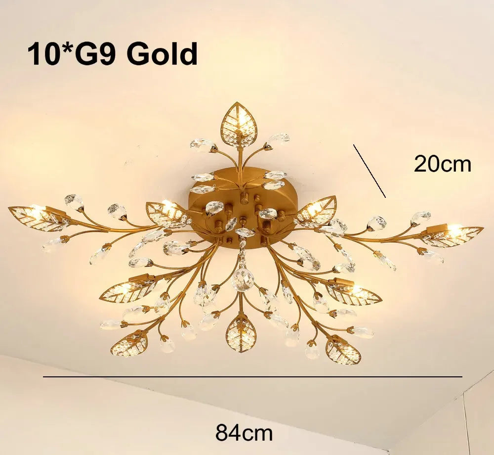 DecorBites™ Crystal Leaf LED Ceiling Chandelier: Industrial Retro Home Decor Lighting