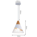 Nordic White Iron Pendant Light With Wood Accent