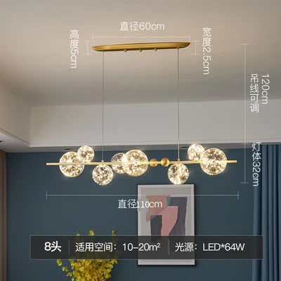 DecorBites™ Glass Ball LED Ceiling Chandelier for Home Dining Living Bedroom