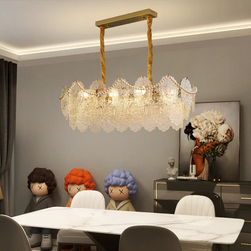ثريا DecorBites™ الزجاجية الشفافة بتقنية LED: تصميم فرنسي عصري لغرفة المعيشة، غرفة النوم، المطبخ.