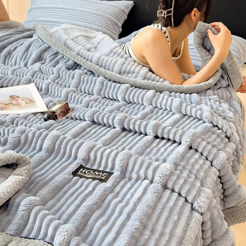 DecorBites™ Cozy Faux Rabbit Plush Blanket, Nordic Style, Thick & Warm, Super Soft Nap Shawl