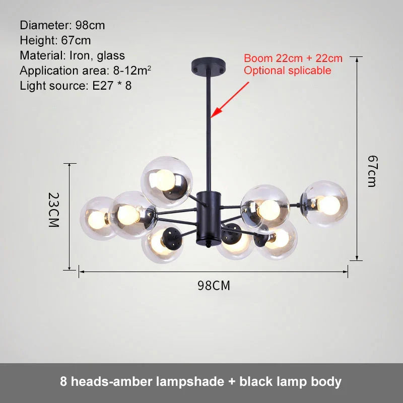 DecorBites™ Glass Ball LED Chandelier for Bedroom Dining Room - Elegant Ceiling Pendant Lamp