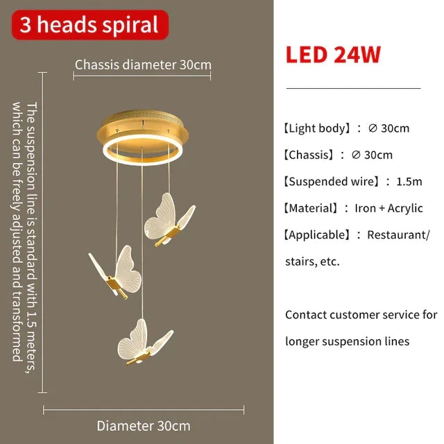 ثريات فراشة ذهبية بإضاءة LED من DecorBites™ للمنزل، السلالم، غرفة المعيشة، وغرف النوم