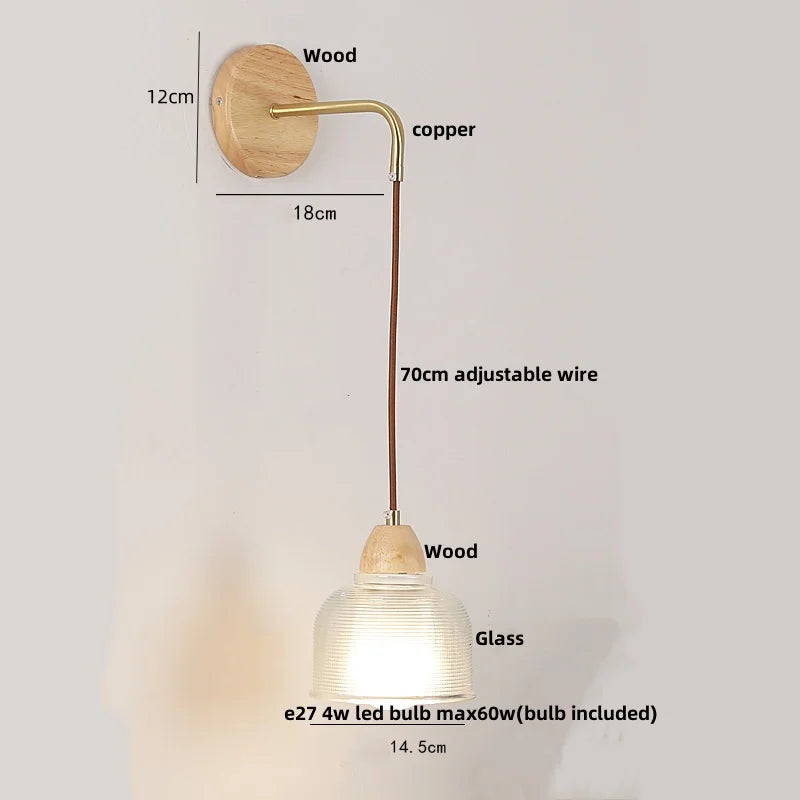 DecorBites™ Clear Glass LED Wall Light with Pull Chain Switch