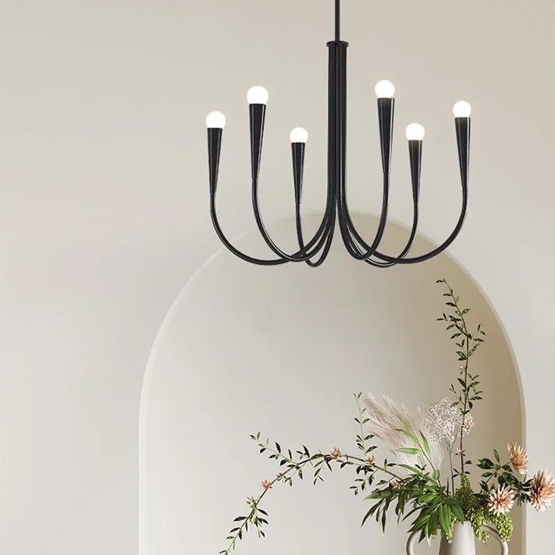 DecorBites™ French Candle Led Chandelier Black Gold Kitchen Modern Island Light