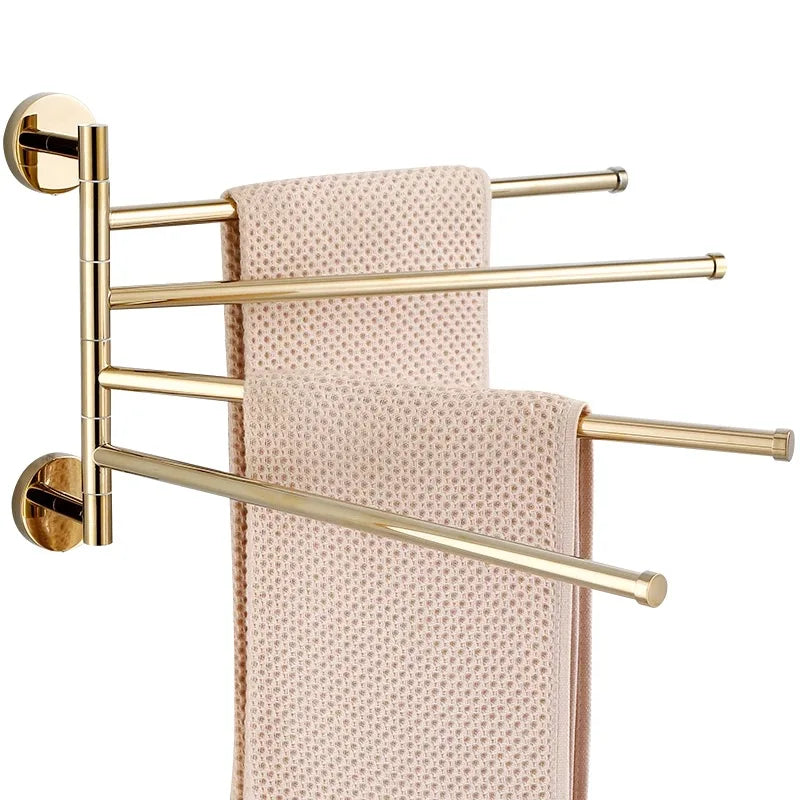 DecorBites™ Copper Swivel Towel Bars Wall Mounted Bathroom Towel Holder Rack Gold 32cm