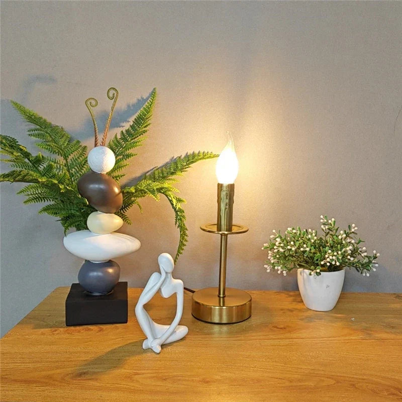 Lampadaire industriel rétro DecorBites™ avec bougie pour salon, chambre à coucher et bureau