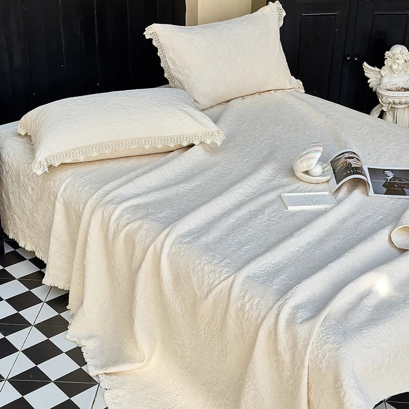 DecorBites™ Cotton Quilted Bedspread Set with Bed Skirt & Pillowcases