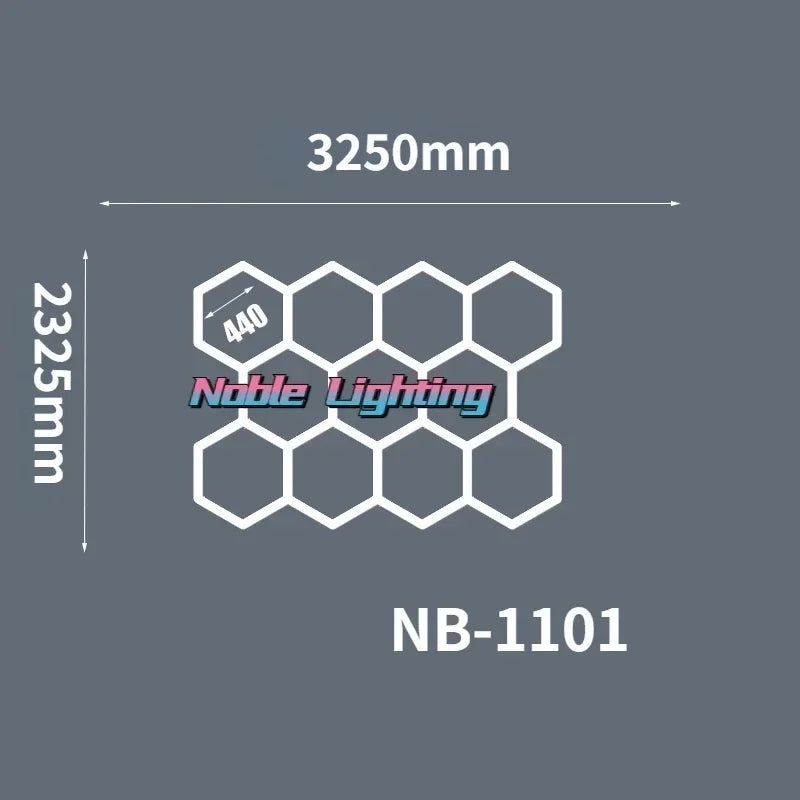 DecorBites™ مصابيح LED هندسية لمعرض تفاصيل السيارات وورشة العمل - ثيم ندفة الثلج متعددة الأضلاع