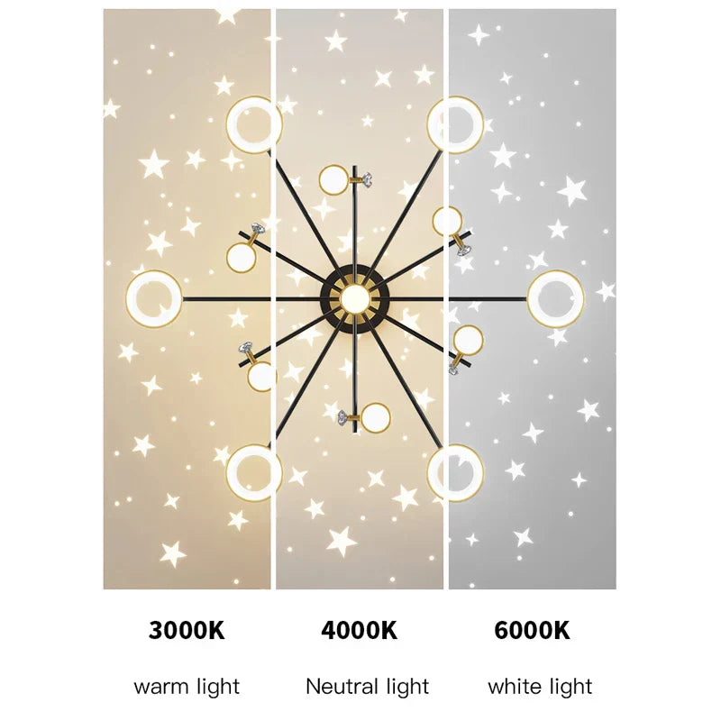 DecorBites™ ثريا LED: مصباح سقف ذكي حديث بجهاز تحكم عن بعد لغرفة المعيشة وغرفة النوم وغرفة الطعام والمطبخ