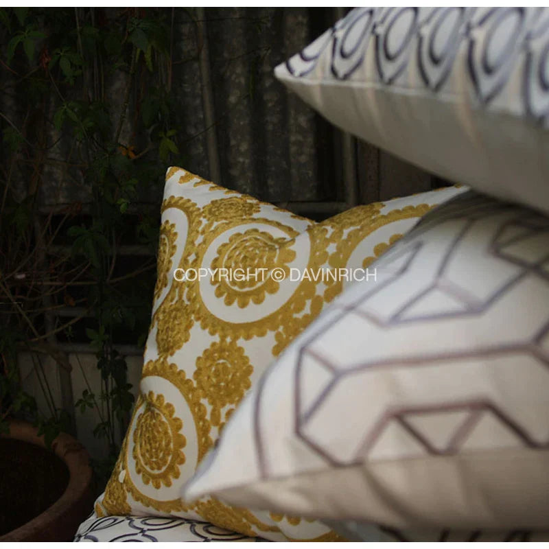 DecorBites™ Geometric Embroidered Noble Cushion Covers for Living Room Sofa