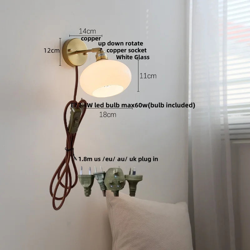 DecorBites™ Japanese Style LED Wall Sconce Glass Rotate Pull Chain Switch Stair Light