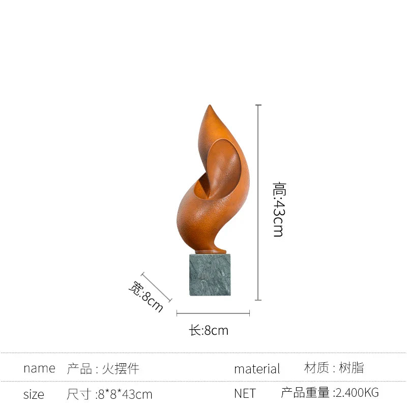 ديكور المنزل بتماثيل الراتنج المجردة المخططة بالأسود والأبيض والخواتم الذهبية من DecorBites™