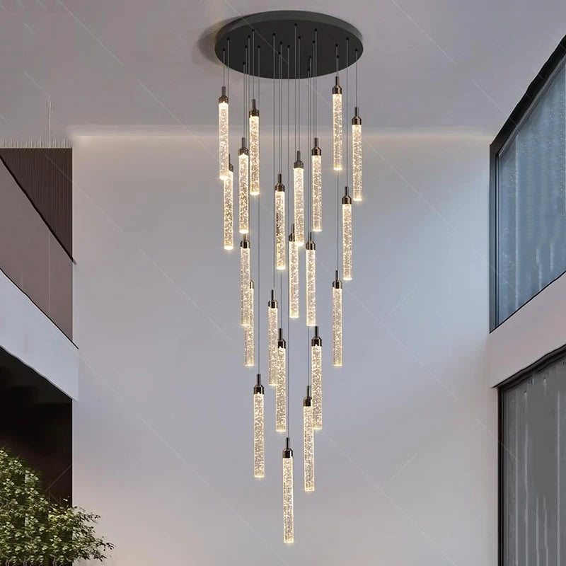 Art Deco Crystal Staircase Pendant Light