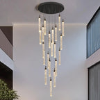 Art Deco Crystal Staircase Pendant Light