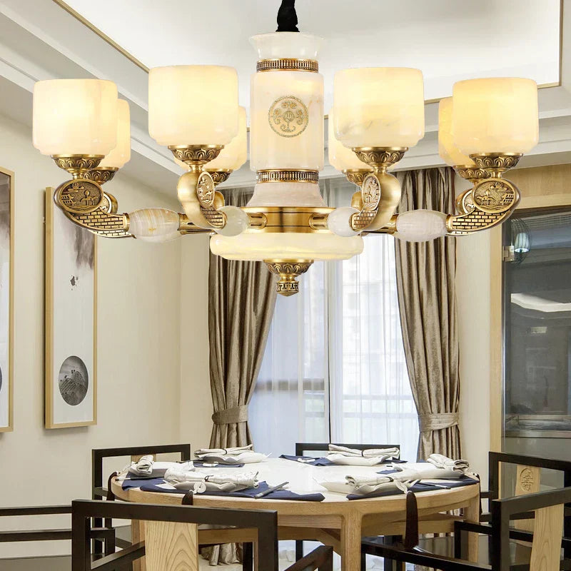 DecorBites™ Jade Copper Chandelier: Luxury European Style for Living Room, Bedroom, Dining Room Lighting