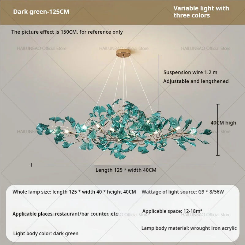 DecorBites™ Gingko Leaf Chandelier: Modern Luxury Art Decor for Home, Restaurant & Bar