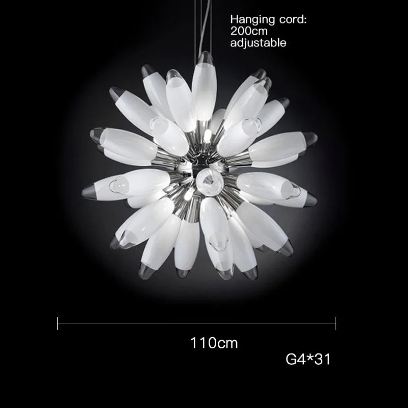 ثريا جلوب كبيرة DecorBites™ LED مع عاكسات إضاءة زجاجية - هيكل كروم أو ذهبي