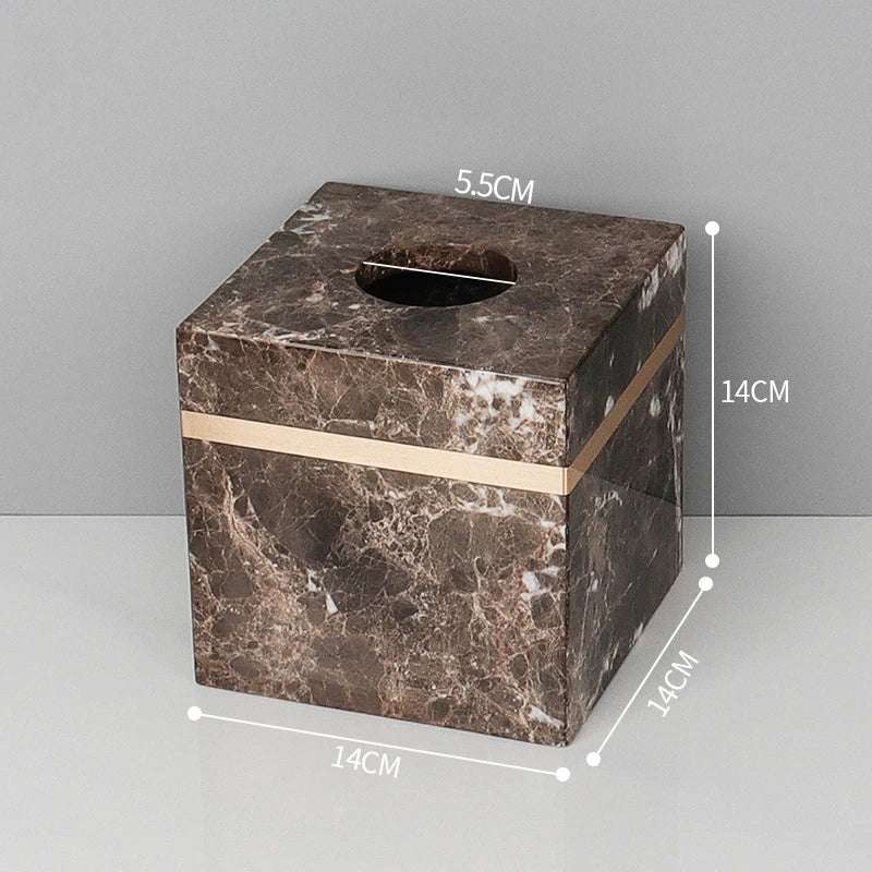 DecorBites™ Emperador Dark Marble Bathroom Set: Toothbrush Holder, Soap Dispenser, Luxury Accessories