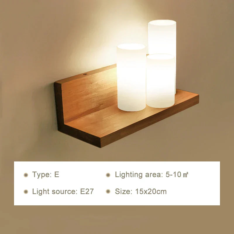 DecorBites™ LED Wooden Wall Lamps for Bedroom Stairs Interior Lighting Sconce Fixtures
