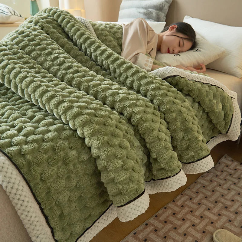DecorBites™ Coral Fleece Warm Blanket: Cozy Thicken Winter Bed Blanket