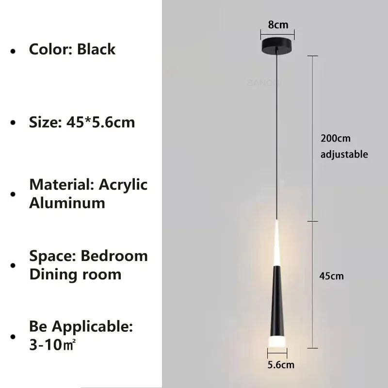 Nordic Black and Gold Aluminum Cord Pendant Light