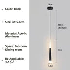 Nordic Black and Gold Aluminum Cord Pendant Light