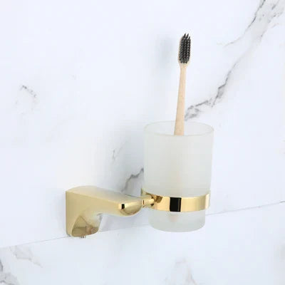 طقم أدوات حمام ذهبي DecorBites™‎: رف مناشف، رف، حامل ورق، حامل مناديل، حامل فرشاة تواليت