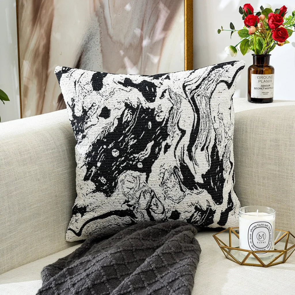 DecorBites™ Geometric Chenille Pillow Cover: Stylish Nordic Jacquard Cushion for Sofa