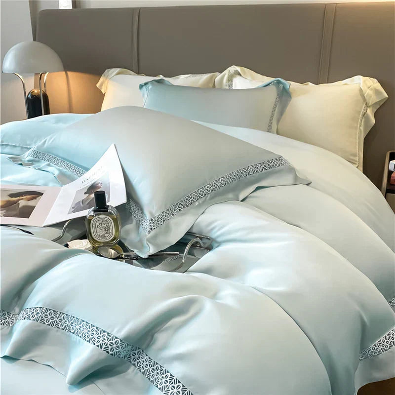 DecorBites™ Eucalyptus Fiber Lace Bedding Set for Soft, Silky & Cool Skin-friendly Comfort