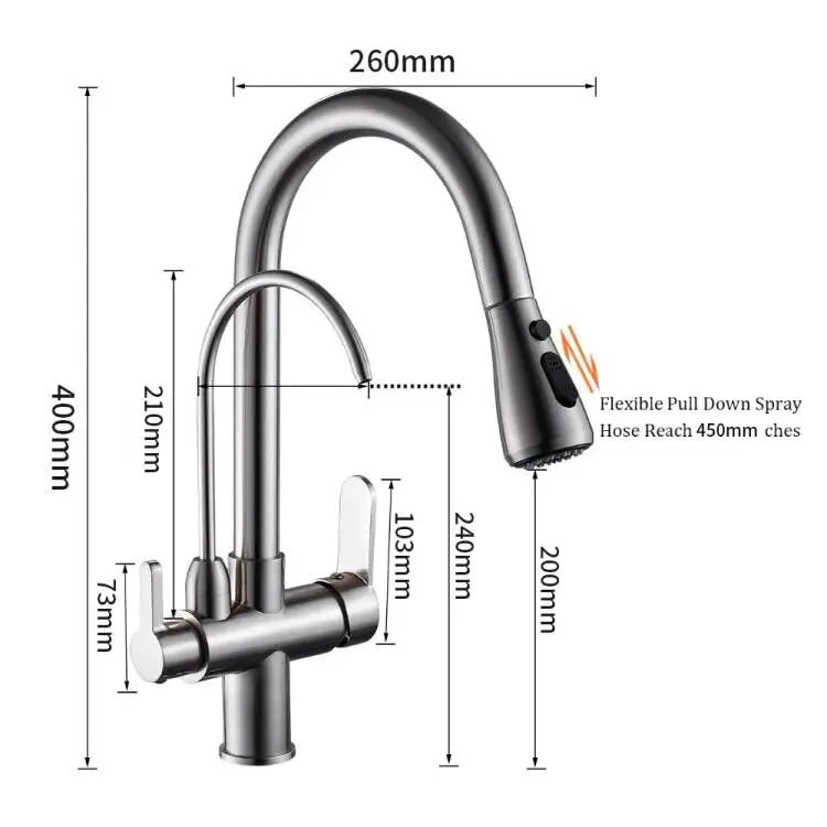 خلاط حوض مطبخ ديكور بايتس™ رافعة ثلاثية الاتجاهات WF-0195