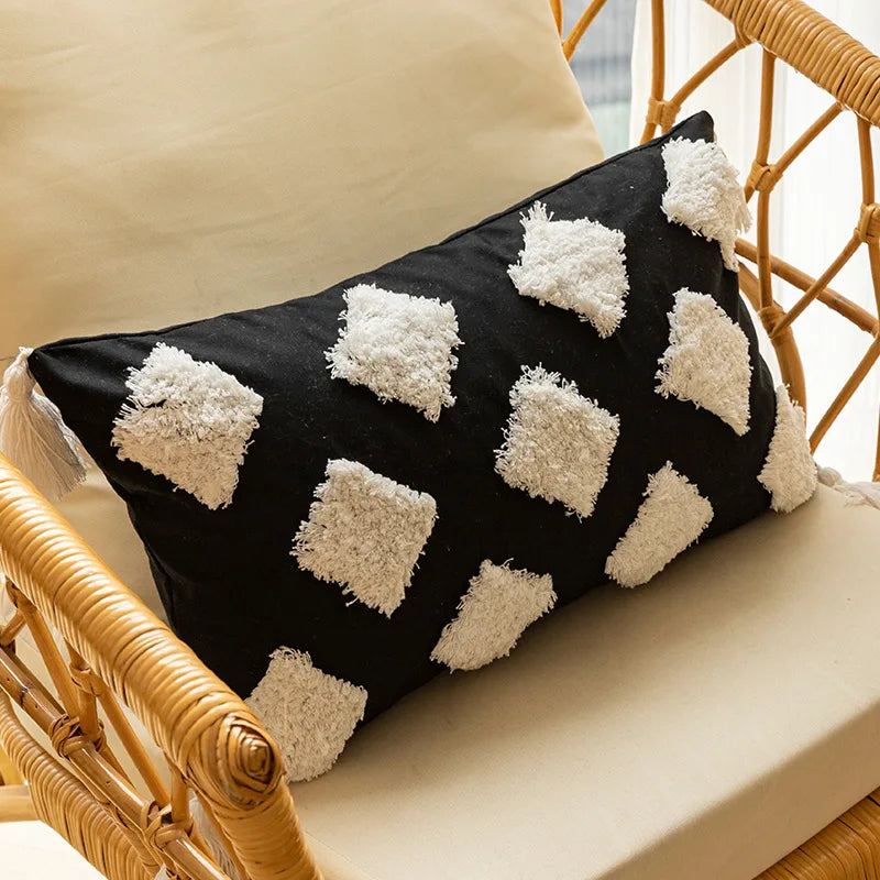DecorBites™ Geometric Chenille Embroidered Pillow Covers Boho Moroccan Style Decor