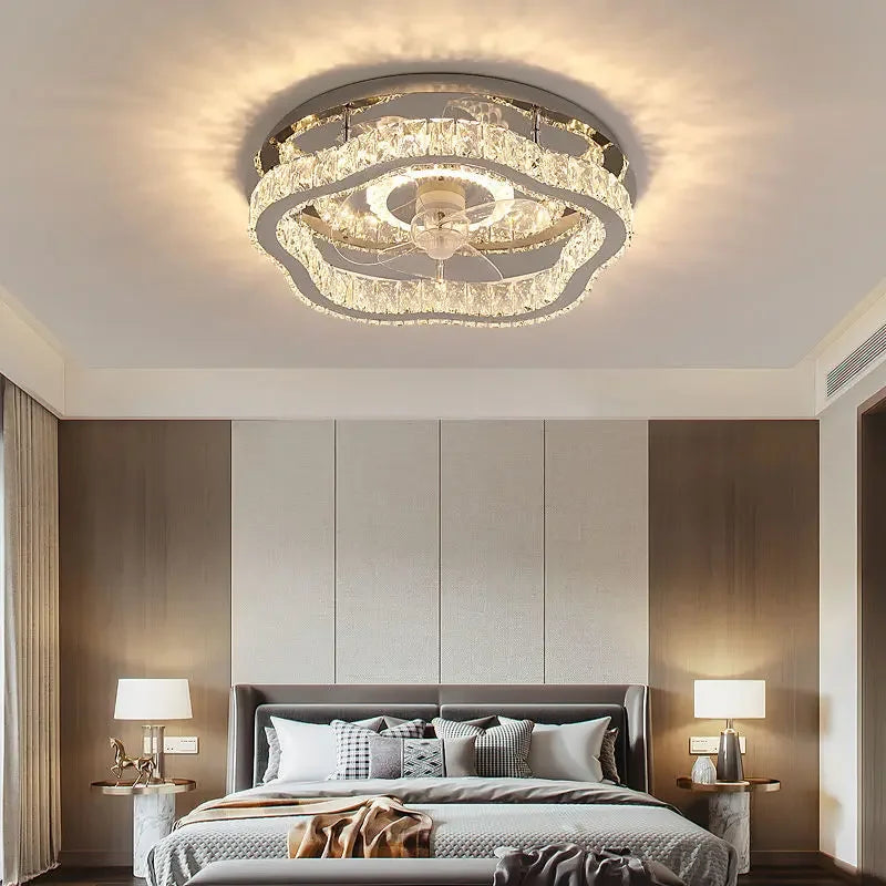 DecorBites™ Crystal LED Ceiling Fan Remote Control Modern Bedroom Light Fixtures