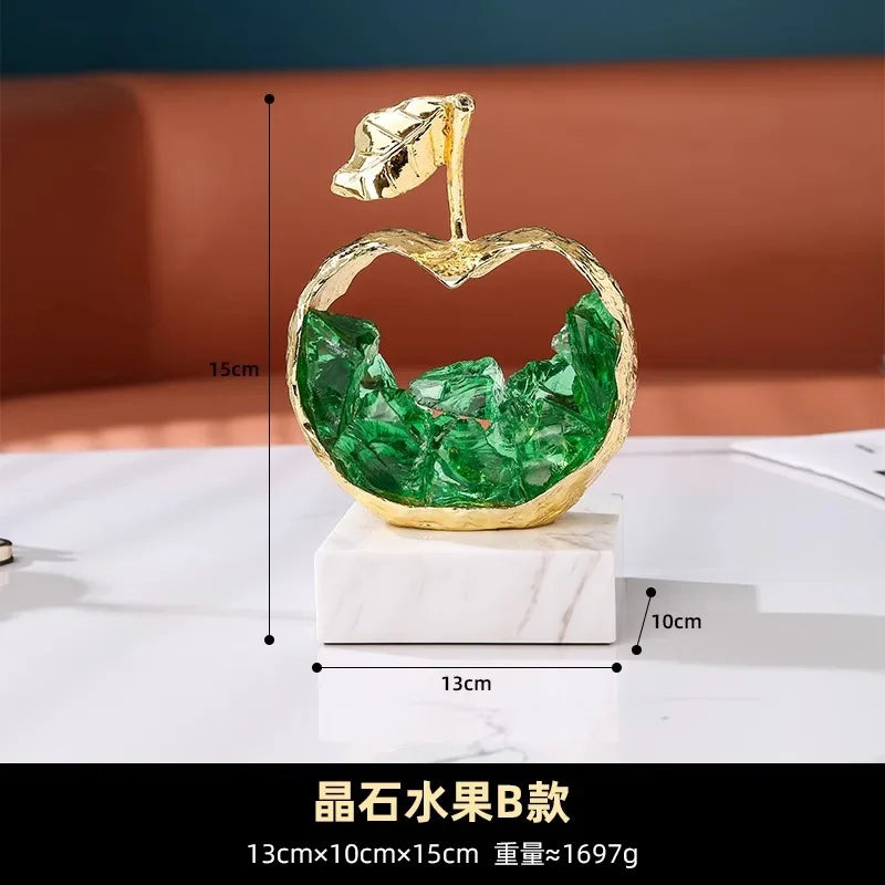 DecorBites™ Crystal Metal Fruit Sculpture Set Home Decoration