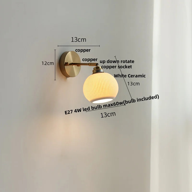 DecorBites™ Ceramic LED Wall Sconce Up Down Rotate Pull Chain Mirror Light