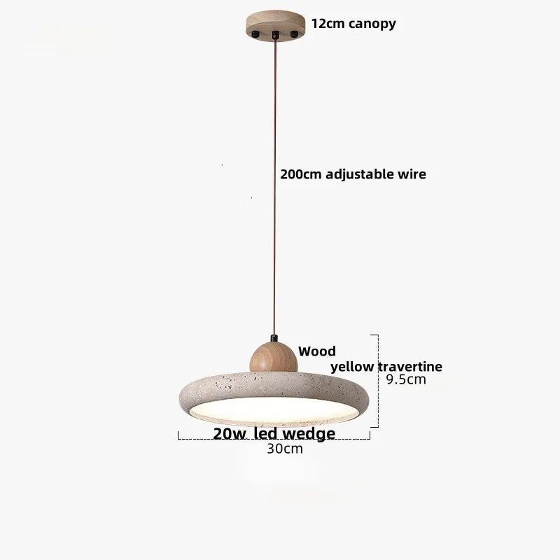 مصباح معلق LED من DecorBites™ من الحديد الأسود بتصميم وابي سابي - حجر الترافرتين الأصفر