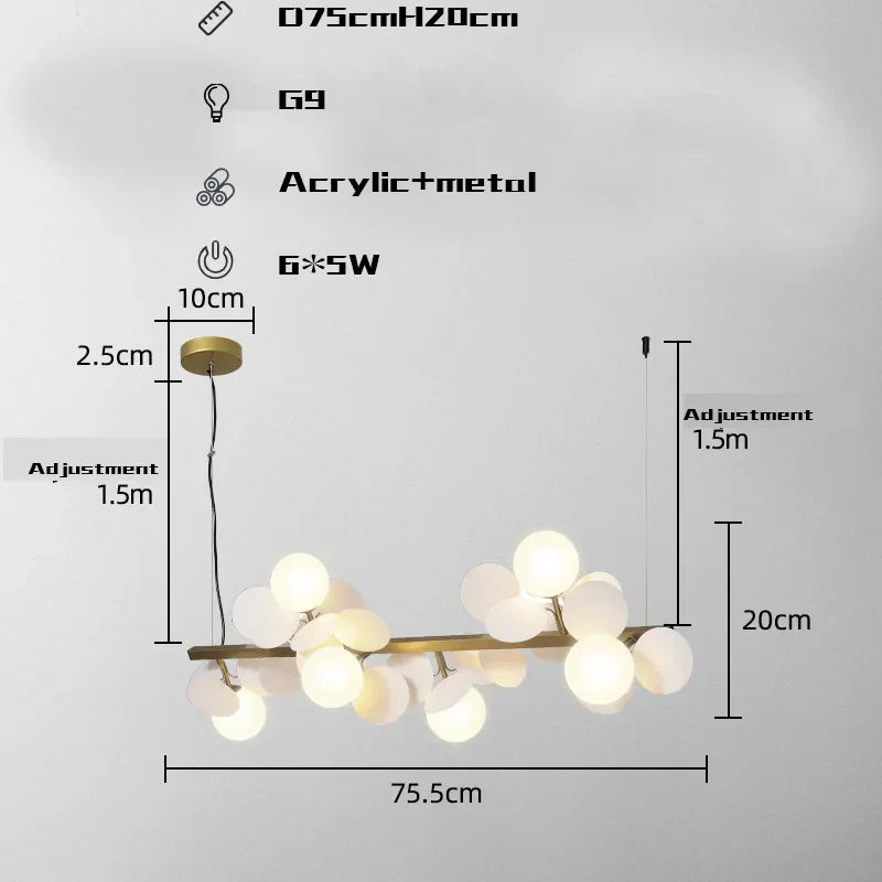 DecorBites™ Gold Metal G9 LED Pendant Chandelier with Acrylic Flower Decor