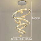 Modern Crystal Ring Staircase Chandelier Pendant Light