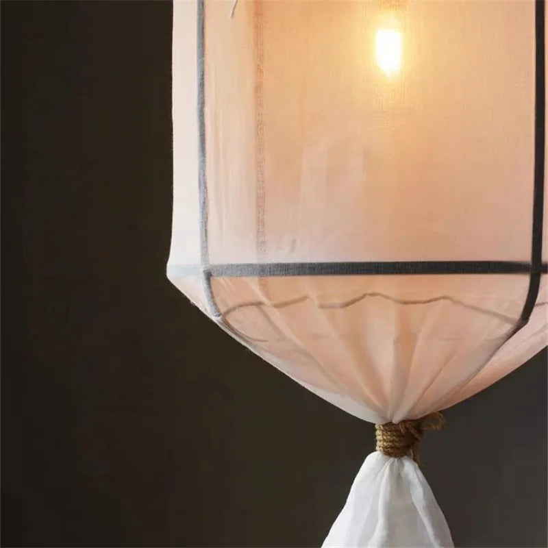 DecorBites™ Linen Cotton Pendant Lamp: Nordic White DIY Fabric Shade LED Island Lighting